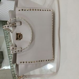 BCBG Paris tote bag color off white gold studs